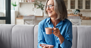 Woman with thyroid disease drinking tea